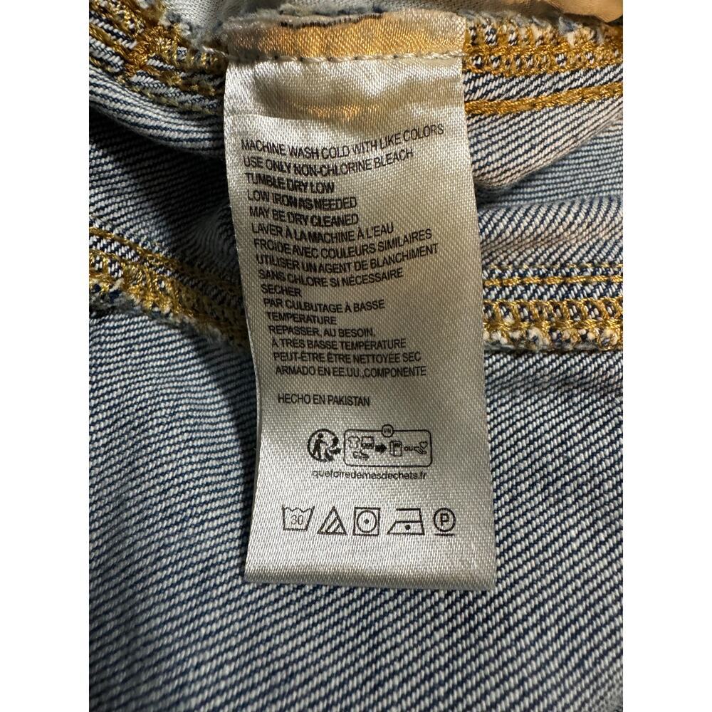 Pilcro Anthropologie Barrel Leg Jeans Size 25 Medium Blue Wash Curved Horseshoe - Picture 6 of 7